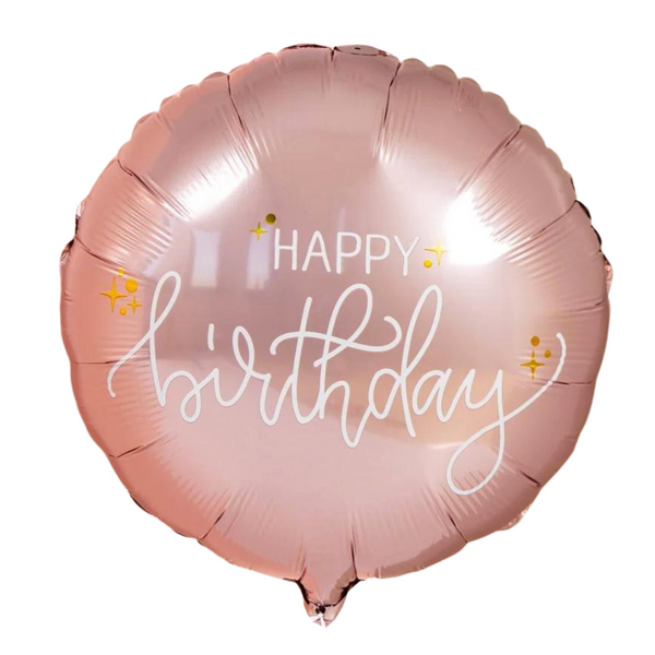 Heliumballon-Geschenk "Happy Birthday" Roségold Set Deluxe