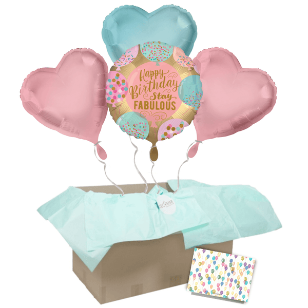Heliumballon-Geschenk "Happy Birthday Stay Fabulous" Set