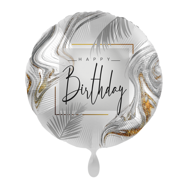 Heliumballon-Geschenk "Happy Birthday" Liquid Silver