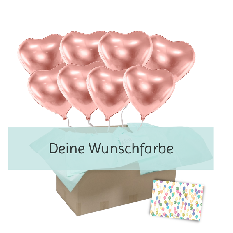 Heliumballon-Geschenk XXL 8 Herzen Wunschfarbe - DECORAMI 