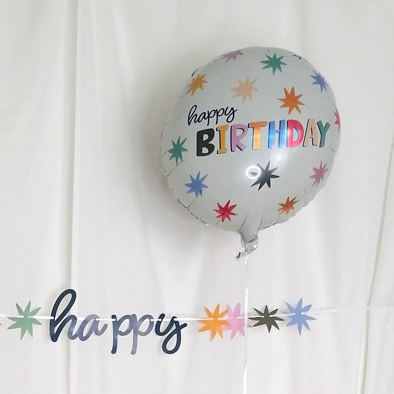 Geburtstagballon "Happy Birthday" Stars
