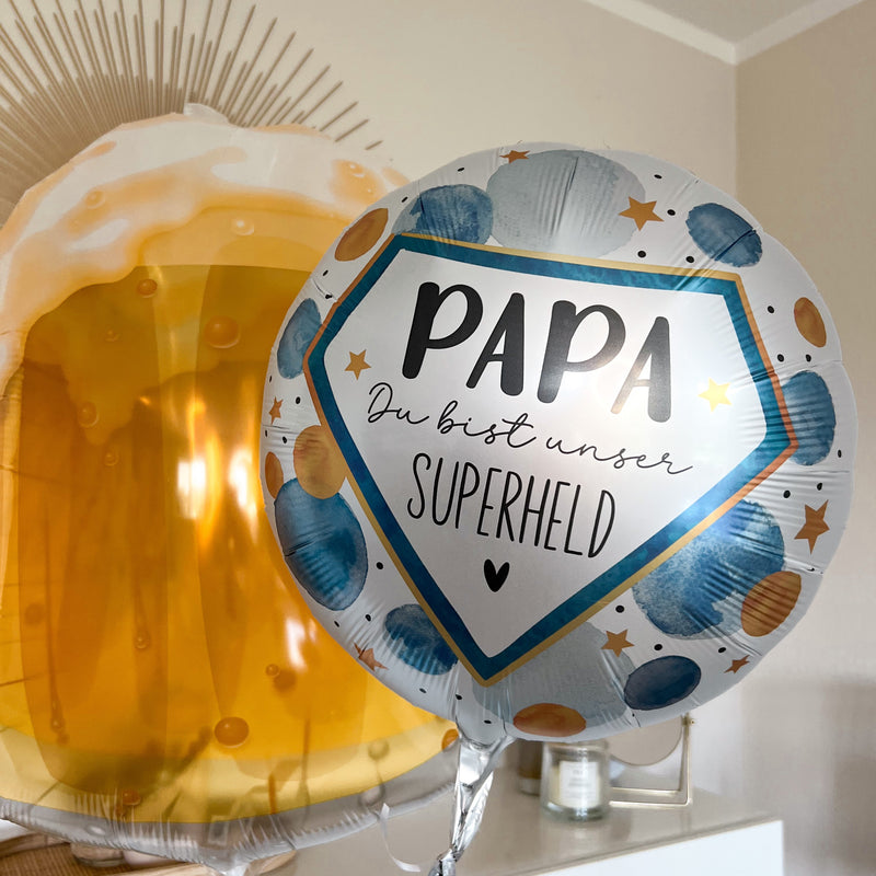 Heliumballon-Geschenk Prost, Papa, unser Superheld
