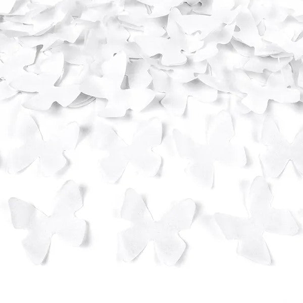 Konfettikanone mit Schmetterlingen Weiß