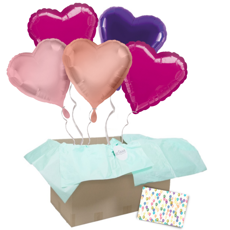 Heliumballon-Geschenk Satin Herzen Romance Deluxe