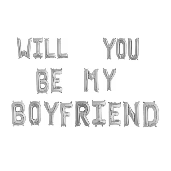 Ballonschriftzug "Will you be my boyfriend" Gold Silber - DECORAMI