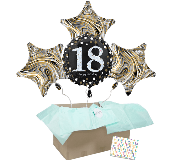 Heliumballon-Geschenk "Happy Birthday 18" Marmor