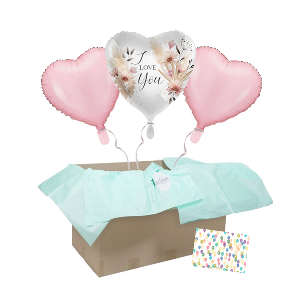 Heliumballon-Geschenk "I love you" Boho 3er Set