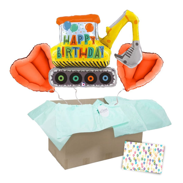 Heliumballon-Geschenk XL Bagger "Happy Birthday"