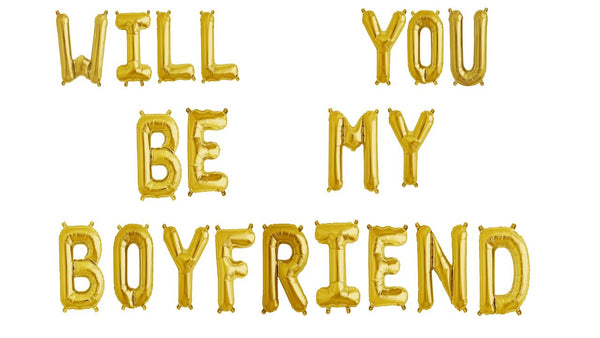Ballonschriftzug "Will you be my boyfriend" Gold Gold - DECORAMI