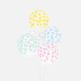 Luftballons Ø 30cm Transparent Punkte Pastell Mix 5 Stk.