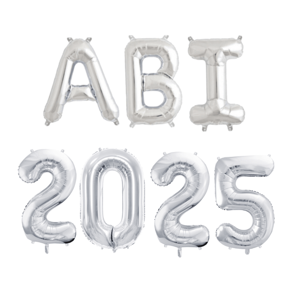 Ballonschriftzug "Abi 2025" Silber (ca. 38cm pro Ballon)