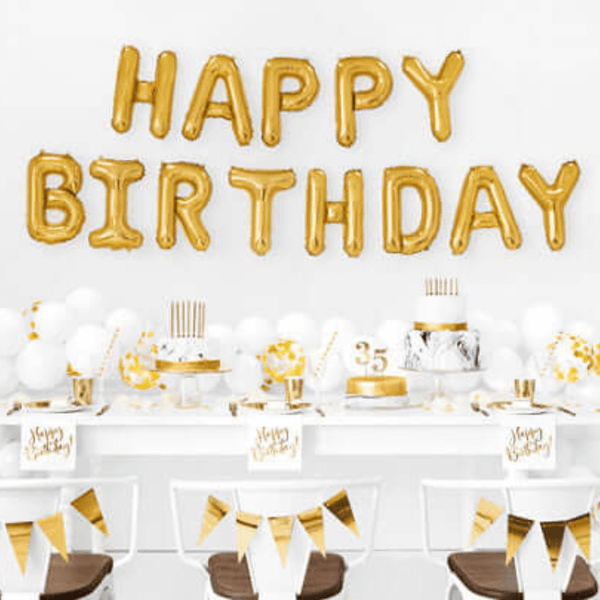 Ballonschriftzug "Happy Birthday" Gold