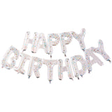 Ballonschriftzug "Happy Birthday" Konfetti Transparent