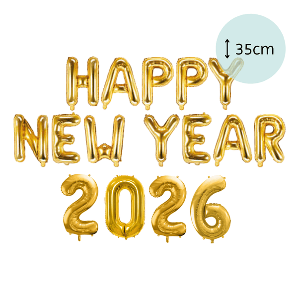 Ballonschriftzug "Happy New Year 2026" Gold