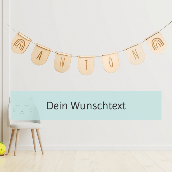 Build your own Holz-Wimpelgirlande Name / Wunschtext