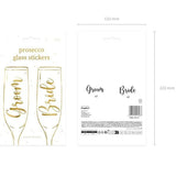 Champagne Sticker "Groom" & "Bride"