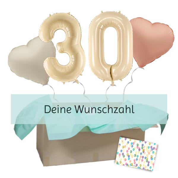 Heliumballon-Geschenk Geburtstags-Set Deluxe XL Creamy Beige