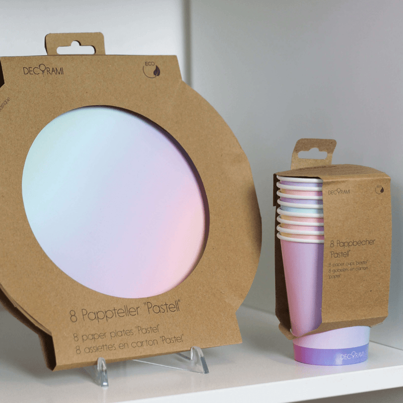 Eco-Pappteller Pastell 8+1 Stk.
