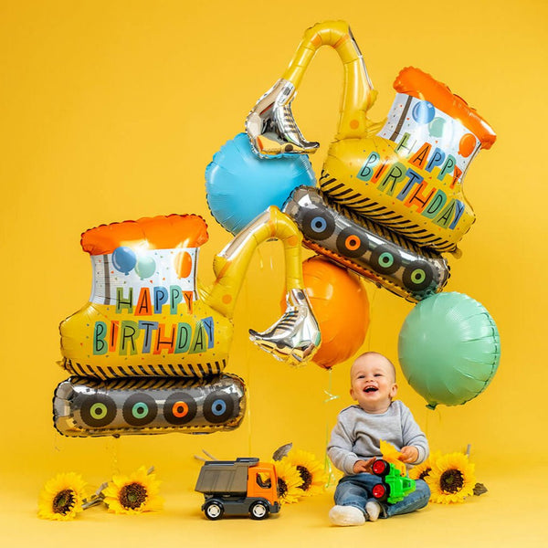 Folienballon XXL Bagger "Happy Birthday"
