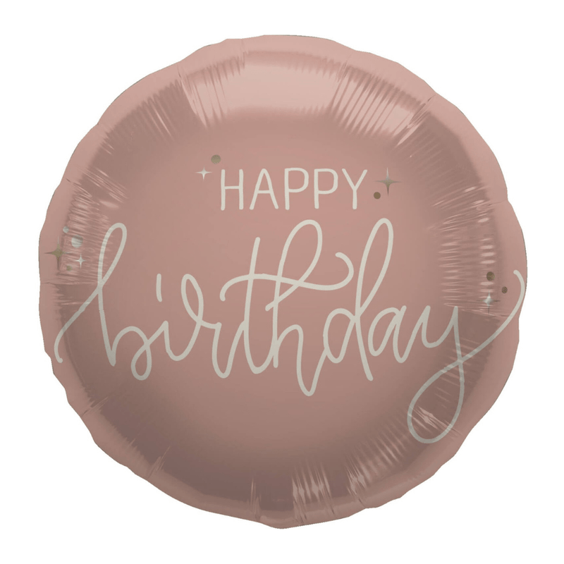 Geburtstagballon "Happy Birthday" Créme Roségold