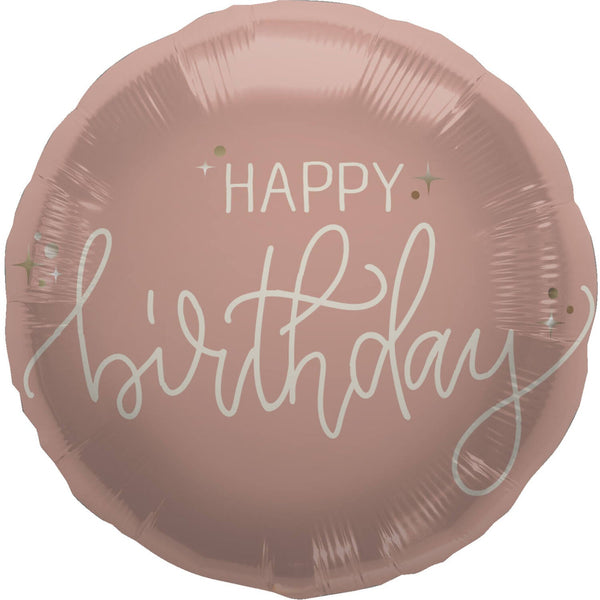 Geburtstagballon "Happy Birthday" Créme Roségold