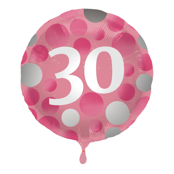 Geburtstagsballon "30 Happy Birthday" Pink - DECORAMI 