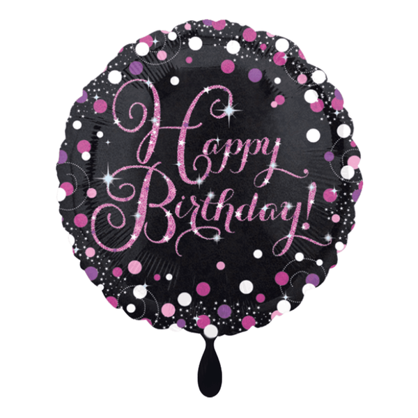 Geburtstagsballon "Happy Birthday" Sparkling Pink