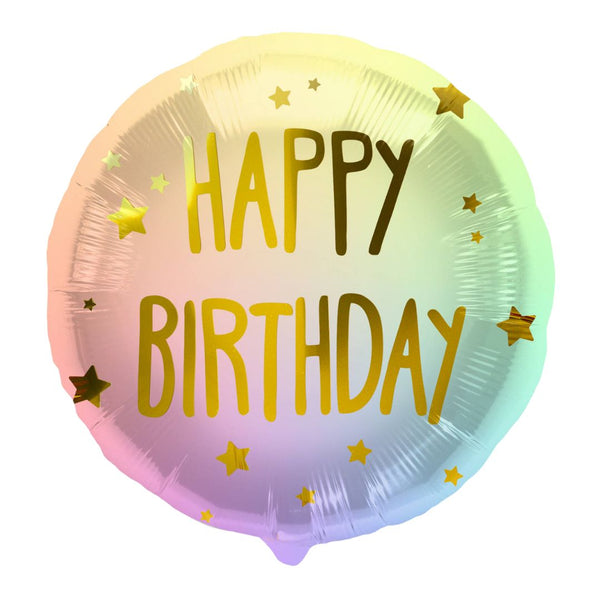 Geburtstagsballon "Happy Birthday" Rainbow Pastell