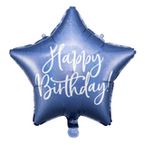 Geburtstagsballon "Happy Birthday" Stern Blau