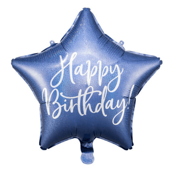 Geburtstagsballon "Happy Birthday" Stern Blau