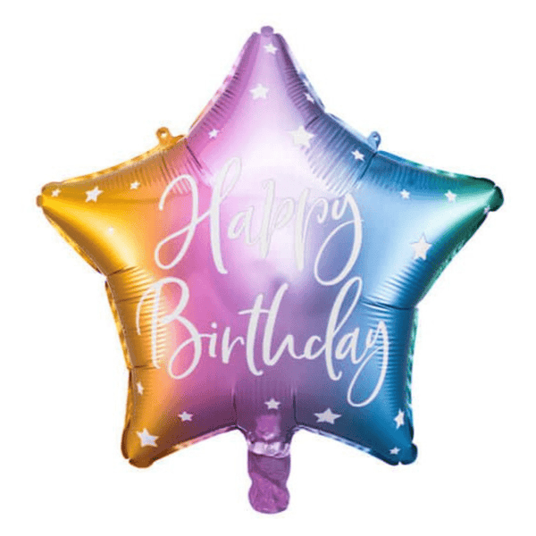Geburtstagsballon "Happy Birthday" Stern Bunt