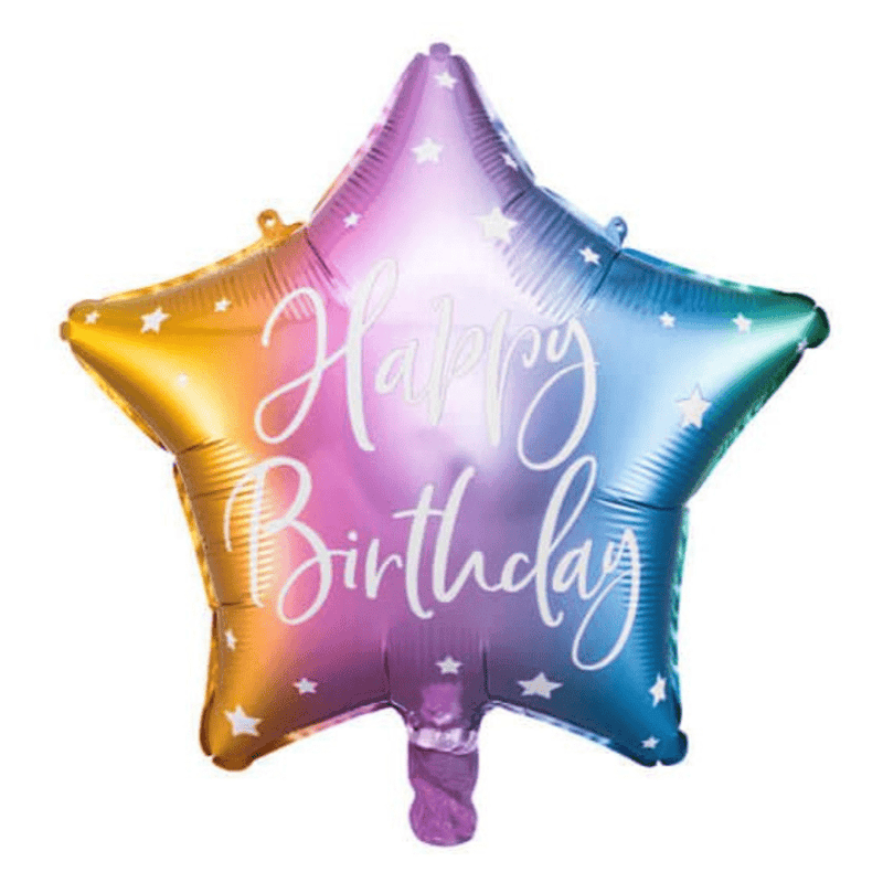 Geburtstagsballon "Happy Birthday" Stern Bunt