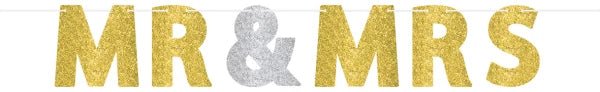 Girlande "Mr & Mrs" Gold Silber