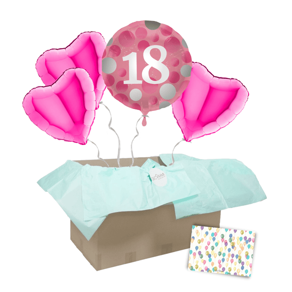 Heliumballon-Geschenk "18" Happy Birthday Pink