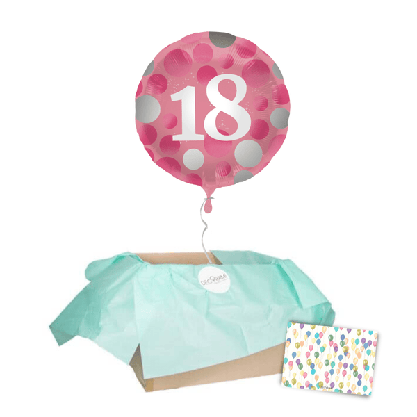 Heliumballon-Geschenk "18" Happy Birthday Pink