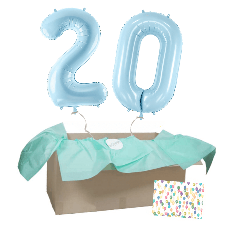 Heliumballon-Geschenk 2 XXL Wunschzahlen Pastell Blau - DECORAMI