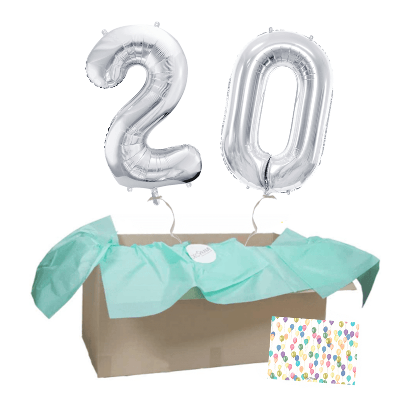 Heliumballon-Geschenk 2 XXL Wunschzahlen Silber - DECORAMI