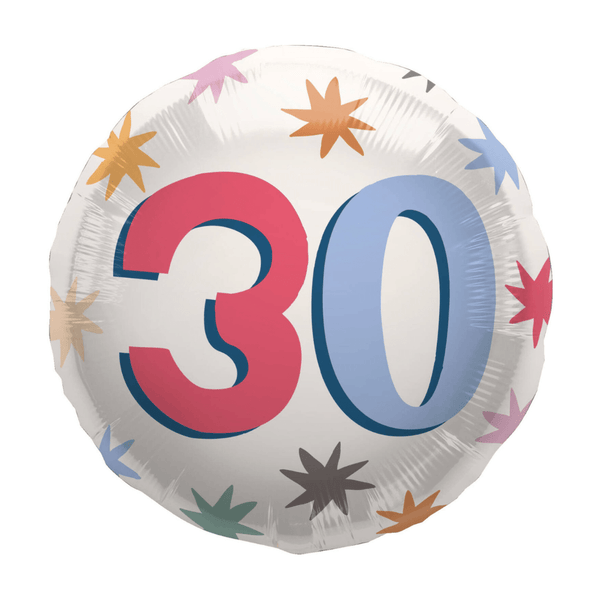 Heliumballon-Geschenk "30" Happy Birthday Bunt