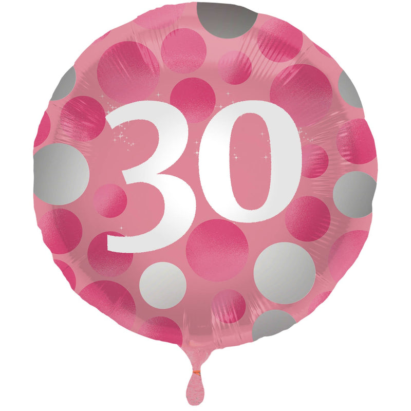 Heliumballon-Geschenk "30" Happy Birthday Pink