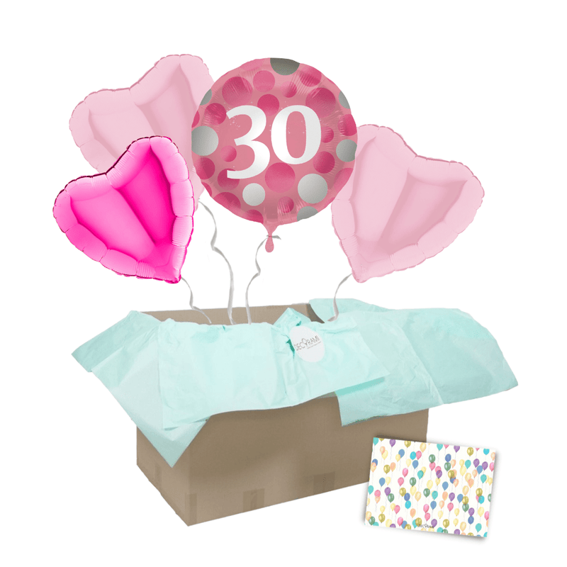 Heliumballon-Geschenk "30" Happy Birthday Pink