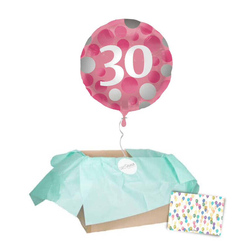 Heliumballon-Geschenk "30" Happy Birthday Pink