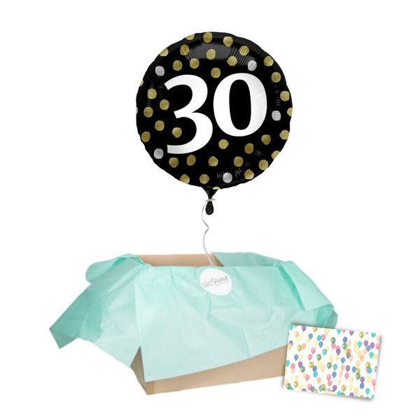 Heliumballon-Geschenk "30" Happy Birthday Sparkling