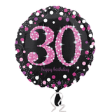 Heliumballon-Geschenk "30 Happy Birthday" Sparkling Pink