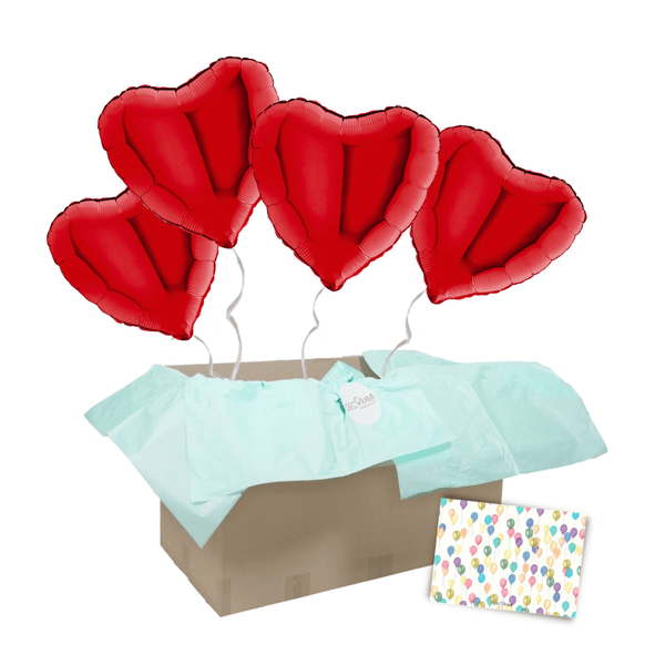 Heliumballon-Geschenk 4 Herzen Wunschfarbe