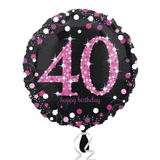 Heliumballon-Geschenk "40 Happy Birthday" Sparkling Pink