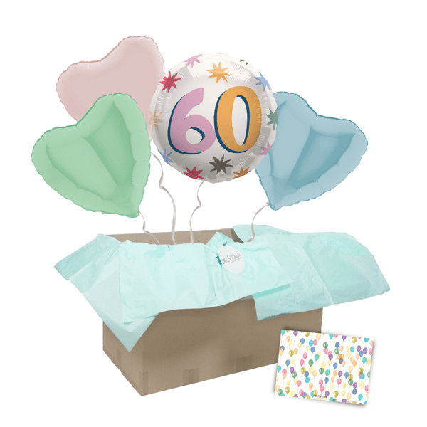 Heliumballon-Geschenk "60" Happy Birthday Bunt