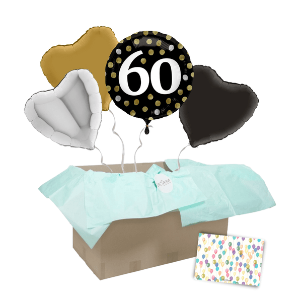Heliumballon-Geschenk "60" Happy Birthday Sparkling
