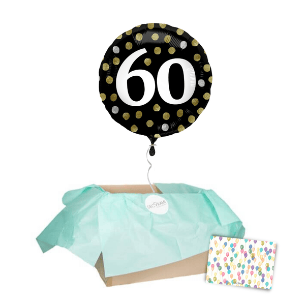 Heliumballon-Geschenk "60" Happy Birthday Sparkling