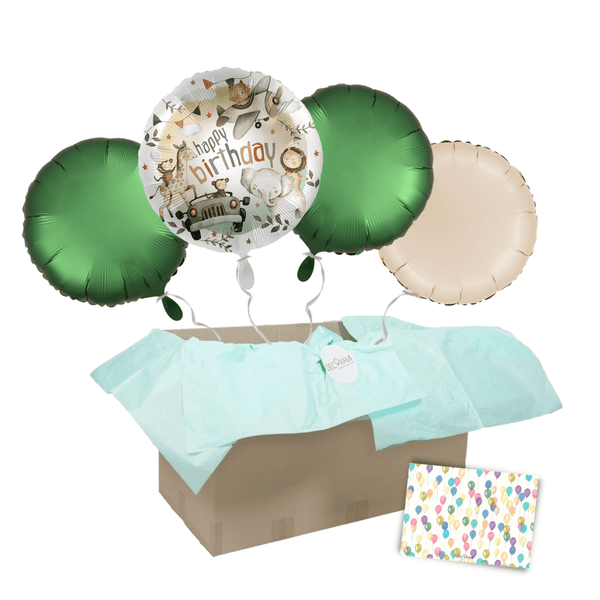Heliumballon-Geschenk "Alles gute zum Geburtstag" Safari