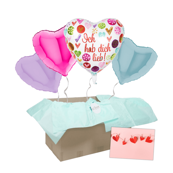 Heliumballon-Geschenk Galentine's Day "Ich hab Dich lieb" Grußkarte